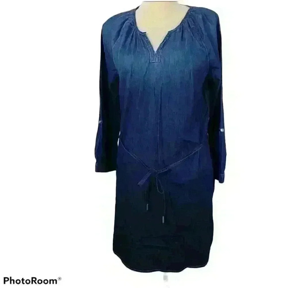 CALVIN KLEIN JEANS BOHO DENIM BLUE DRESS Sz M - Picture 1 of 6